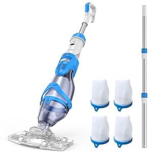 OGERY Pool Vacuum for Above Ground Pool, Up to 18.5GPM Flow & 50KPA Powerful Suction, 60Mins Runtime, Telescopic Pole Cordless Pool Vacuum for Inground Pools, Handheld Pool Vacuum for Spas/Hot Tubs