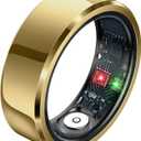 Smart Rings, Fitness Tracker Ring, Heart Rate, Blood Oxygen, Stress, Step Tracker, Sleep Monitoring, Air Gestures, No Subscription Fee, IP68 Waterproof for iPhone&Android (Gold, #10)
