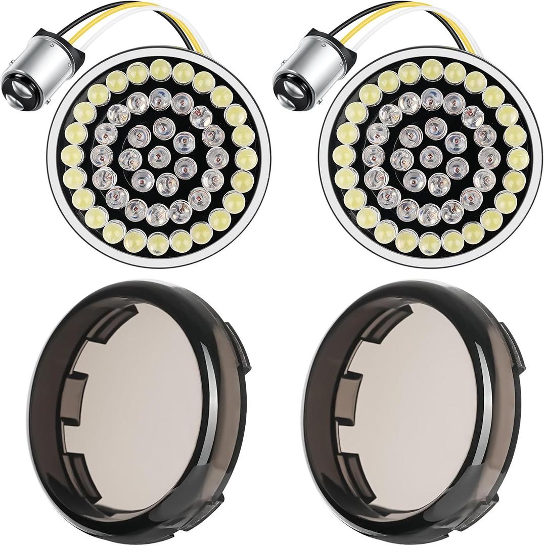 PBYMT 1157 Front LED Turn Signal Lights Running Blinker Bulbs Compatible for Harley Davidson Dyna Softail Sportster Touring Street Glide Road Glide Road King Iron 883 1986-2024