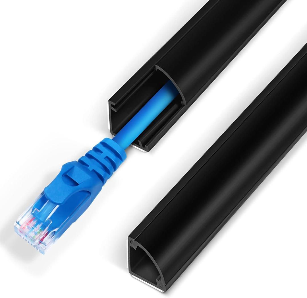 85in Corner Cable Concealer, One-Cord Corner Duct, Paintable Cord Cover, Cable Management Channel for Wall, Floor Baseboard, Ceiling - 5 X L 17in, Black
