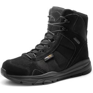 NORTIV 8 Men's Waterproof Lightweight Military Tactical Work Boots Outdoor Hiking Combat Motorcycle Boots (Black)