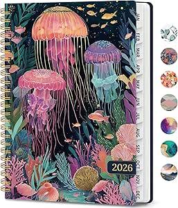 2026 Planner, Weekly and Monthly Calendar Planner Book, January 2026 - December 2026, Hardcover Spiral Planner with Monthly Tabs, Notes Pages, Perfect for Women & Men, A5 (6.4" x 8.5") - Gold