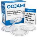 Oojami 120 Pack 7 Inch Clear Plastic Dessert Plates Disposable - Heavy Duty BPA-Free Fluted Rim Cake Appetizer Salad for Party, Wedding, Birthday, Catering - Bulk Clear Plastic Plates for Events