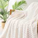 Exclusivo Mezcla Fleece Throw Blanket for Couch, Extra Large Fuzzy Ivory Bed Blankets, Soft Cozy Plush Sofa Throws for All Seasons, 50x70 Inches