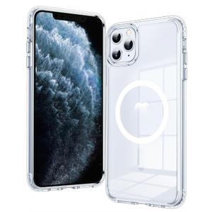 FNTCASE for iPhone 11 Pro-Max Case: Clear Crystal Magnetic Anti-Yellowing Case - Protective Drop Protection & Shockproof Transparent Phone Cover (Clear)