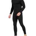 WEERTI Thermal Underwear for Men Long Johns with Fleece Lined Base Layer Men Cold Weather Top Bottom Black. Size Medium