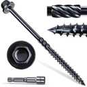 #14 x 4 Wood Structural Screws 50 Pcs, Exterior Hex-Head Lag Screws, Black Heavy Duty Construction Timber Log Landscaping Wood Screws, 5/16 Hex Socket Included