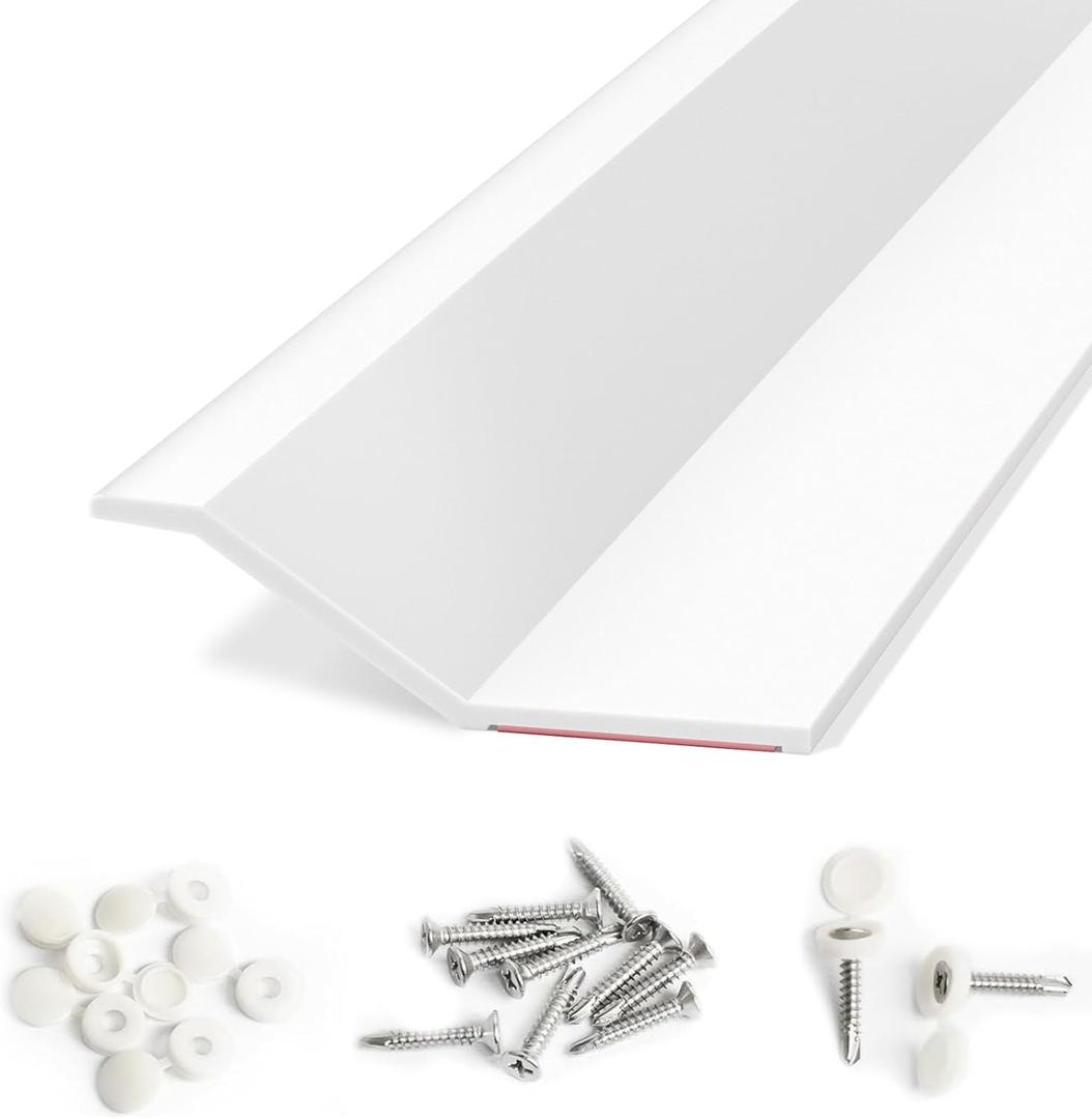 Elvone Garage Door Seal Top and Sides, 40 FT Universal TPE Weather Stripping Garage Door Trim Seal Weatherproofing Garage Door Seals with Nails and Lids in White