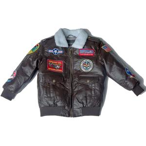 OYSTERBOY Youth A-2 A2 Bomber Jacket Aviation Pilot Military PU Leather Coat for Kids Boys (2T - 95cm)