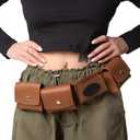 Brown Utility Belt Costume Bag Adjustable Women Mens Adult Accessories Pockets for Halloween Cosplay (Brown)