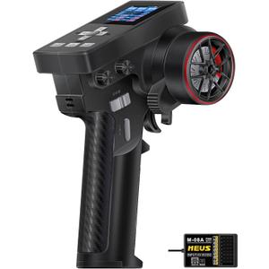 MEUS RACING ME-8B RC Transmitter 8 Channels 2.4GHz and Receiver for 1/8 1/10 1/18 1/24 RC Crawler Car Boat TRX4 TRX4M SCX10 SCX24 Upgrades Parts (Black)