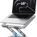 Adjustable Laptop Stand for Desk with 360 Base, Ergonomic Laptop Riser, Mount, Holder Notebook Computer Stand for MacBook Air Pro, HP, Dell, XPS, HP 16" Laptops - Gray