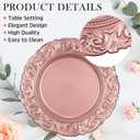 Yinder Set of 12 Antique Charger Plates 13 Inch Plastic Vintage Plate Chargers Decorative Embossed Chargers Engraved Baroque Rim Elegant Tableware Decoration for Dinner Table Wedding (Rose Gold)