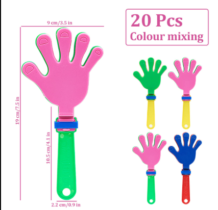 20pcs SAFIGLE Hand Clappers Plastic Noise Makers 7.5 Inch Palm Toys for Kids and Adults Party Favors Birthday Sports Events and Celebrations