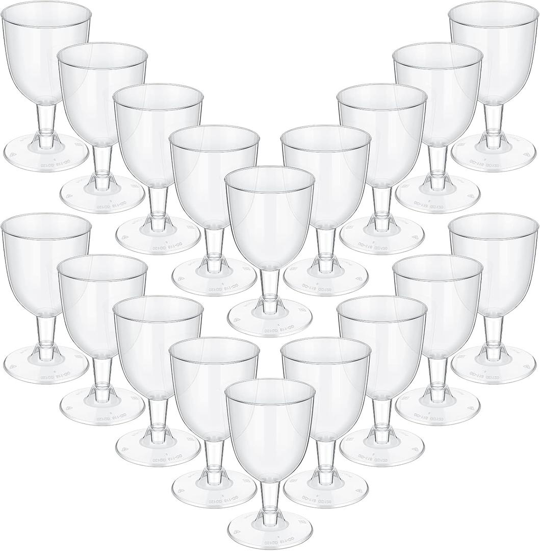 48 Pcs Disposable Plastic Glasses 5 oz Party Cups Hard Plastic Drinking Glasses with Stem Stackable Stemmed Goblets for Champagne Dessert Wedding Home Toasting(Clear)