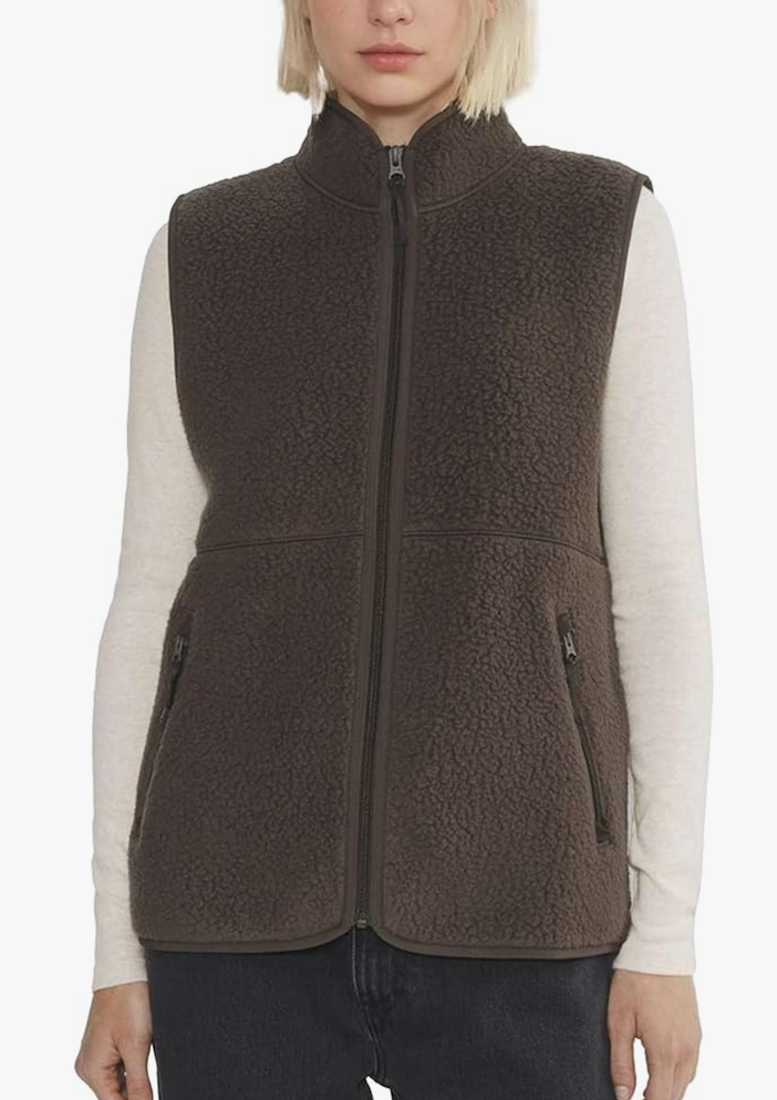 Hixiaohe Sherpa Fleece Vest for Women Trendy Warm Sleeveless Vests Jacket Lightweight Zip Coats with Pockets Fall Outerwearsize, Medium