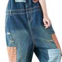 Yeokou Women's Loose Baggy Denim Wide Leg Drop Crotch Jumpsuit Rompers Overalls (Style 21 Blue)