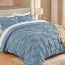 Andency Queen Comforter Set Grayish Blue, 3 Pieces Pinch Pleat Bedding Comforters & Sets, Pintuck Lightweight Fluffy All Season Bed Set for Women Men Girls(90x90Inch)