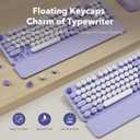 Wireless Keyboard and Mouse Combo, Cute Round Keycaps, Full-Size Retro Typewriter Keyboard with Detachable Wrist Rest, 2.4GHz Cordless Connection for Mac/Windows/PC/Laptop (Purple)