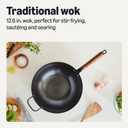 Amazon Basics Carbon Steel Pre-Seasoned Wok, All Cooktop Friendly, 12.6 in.