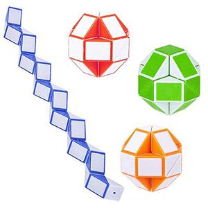 ArtCreativity Twist and Folding Fidget Cubes, Set of 3, Mini Snake Fidget Cube Twist Puzzles for Kids, Fidget Toys for Children, Sensory Toys for Autism, Birthday Party Favors, Goodie Bag Fillers