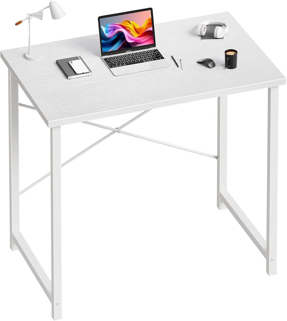 Sweetcrispy 32-Inch Small Computer Desk for Bedroom, White