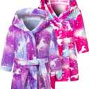 Boys Girls Cartoon Hooded Bathrobe Toddler Kids Robe Pajamas Sleepwear Pack of 1 (4T, Red Horse)