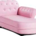 Costzon Kids Couch, Princess Kids Sofa Chairs for Baby Girls 3-5 Old w/Wood Frame & Leather Surface for Nap & Rest, Toddler Couch for Preschool, Nursery, Kindergarten, Children Furniture Gift (Pink)