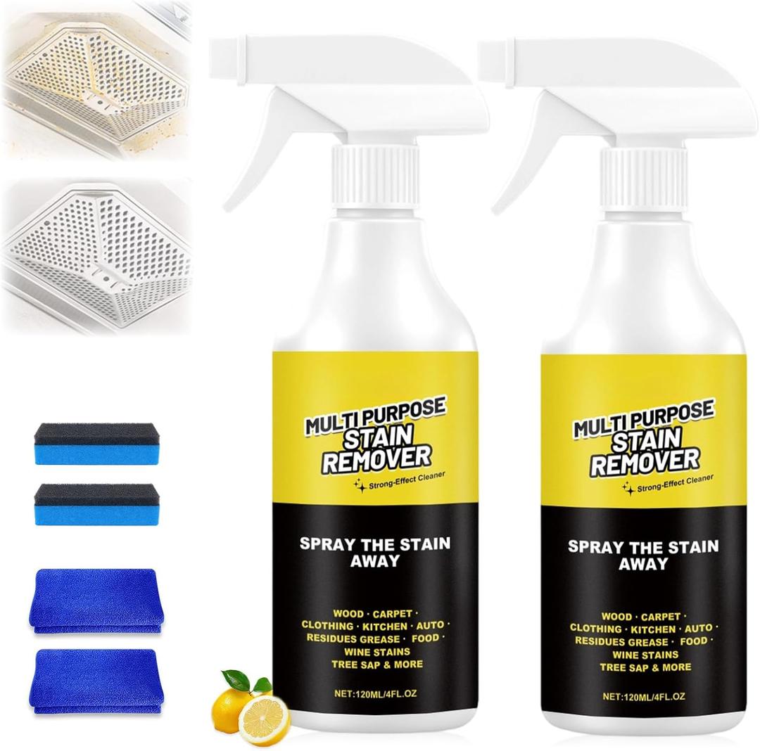 2Pcs Multi-Purpose Stain Remover, All Purpose Cleaner Spray, Powerful Cleaner Kitchen Multi-purpose Foam Cleaner Spray for Kitchens, Floors, Toilets and Cars (120ML)