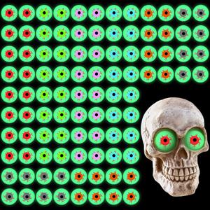96 Pcs Halloween Eyeballs Luminous Mini Resin Eyeballs Glow in The Dark Eyeball Bulk Scary Horror Realistic Tiny Fake Eyeball Crafts for Halloween Party Favor(Cute)