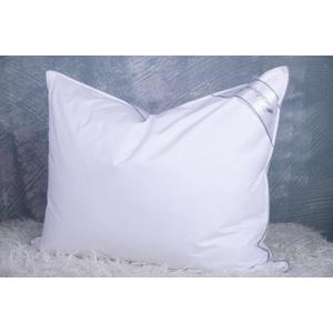 Goose Feathers Down Pillows for Sleeping, Hotel Collection Bed Pillow with Grey Piping Queen Size (20X30IN) 1 Pack (White)