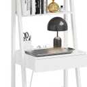 Haotian Ladder Desk with Power Outlet
Narrow Bookshelf Desk with Drawer and Shelves, Compact Secretary Desk for Small Spaces, Bedroom, Home, Office