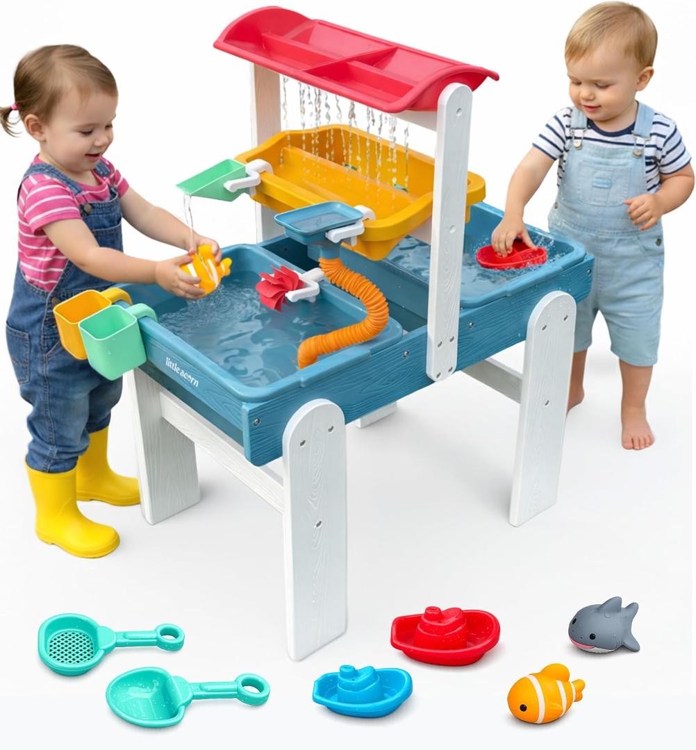 Little Acorn, Water Table for Toddlers 1-3 | Outdoor Toys for Toddlers 1-3 | Sensory Sand & Water Play Table for Kids Boys & Girls
