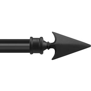 Deco Essential Adjustable Black Curtain Rods for Windows 66 to 120 Inch Extendable Drapery Rods with Flat Arrow Finials & Brackets Set, 3/4 Inch