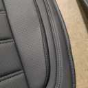 MINGBRON Black Car Seat Cover with Lumbar Support, Car Seat Protector Waterproof, Nappa Leather Car Seat Cushion, Car Seat Covers Front Seats and Back Fit for Most Cars