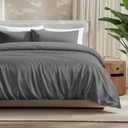 Bare Home 100% Rayon Made from Bamboo Luxury King Duvet Cover Set - Cooling - Breathable - Easy Fit - Soft Duvet Cover Set (King, Grey)