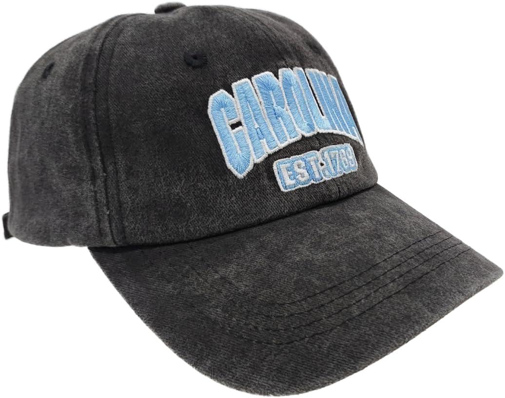 Embroidered Vintage Washed Hat for Men WomenClassic Unisex Adjustable Cotton Fans Baseball Cap (Carolina)