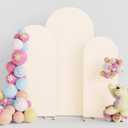 Putros Wedding Arch Cover 4FT, 5FT, 6FT Beige Spandex Fitted Round Top Chiara Backdrop Stand Covers 3 Set for Wedding Birthday Party Decoration