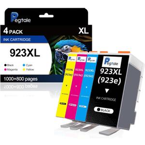 923 XL High Yield Ink Cartridges Combo Pack Replacement for HP 923 / 923e XL Ink Cartridges Work with for HP OfficeJet Pro 8120/8123/8130/8133 Printer (4 Pack BK/C/Y/M)