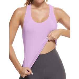 MathCat Workout Tops for Women Racerback Tank Tops Seamless Running Tank Tops Muscle Tank (Medium, Light Purple)