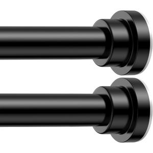 Shower Curtain Rod 31-63 Inch,0.87"Diameter Adjustable Spring Tension Curtain Rods No Drill,Matte Black Shower Tension Rod for Bathroom,Room Divider,Window,Anti-Rust Non-Slip 2-Pack