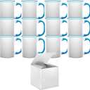 TWISTED ENVY Mugsie 12 Pack 11 oz. LIGHT BLUE Rim & Handle- Ceramic Sublimation Mugs - Professional Grade Sublimation Mug- Sublimation Series - With Individual White Gift Boxes