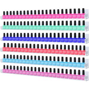 trophable 24in Nail Polish Rack Wall Mounted Shelf with Removable Anti-Slip End Inserts, 6 Pack Clear Acrylic Nail Polish Organizer Wall Rack Display 150 Bottles, 24"x1.56"x2"-6pack