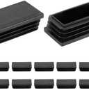 uxcell 16 Pcs Rectangle Tubing End Caps 2 3/8 x 1 3/16 Inch Plastic Hole Plugs Insert End Cap for Metal Tubing Post Chair Leg Table Bookshelves Furniture, Black