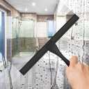 All-Purpose Stainless Steel Shower Squeegee for Shower Glass Door Bathroom Cleaner Tool Household Window Mirror Squeegee for Glass Doors, Cleaning Tile Wall, Car, 10 inch, Black