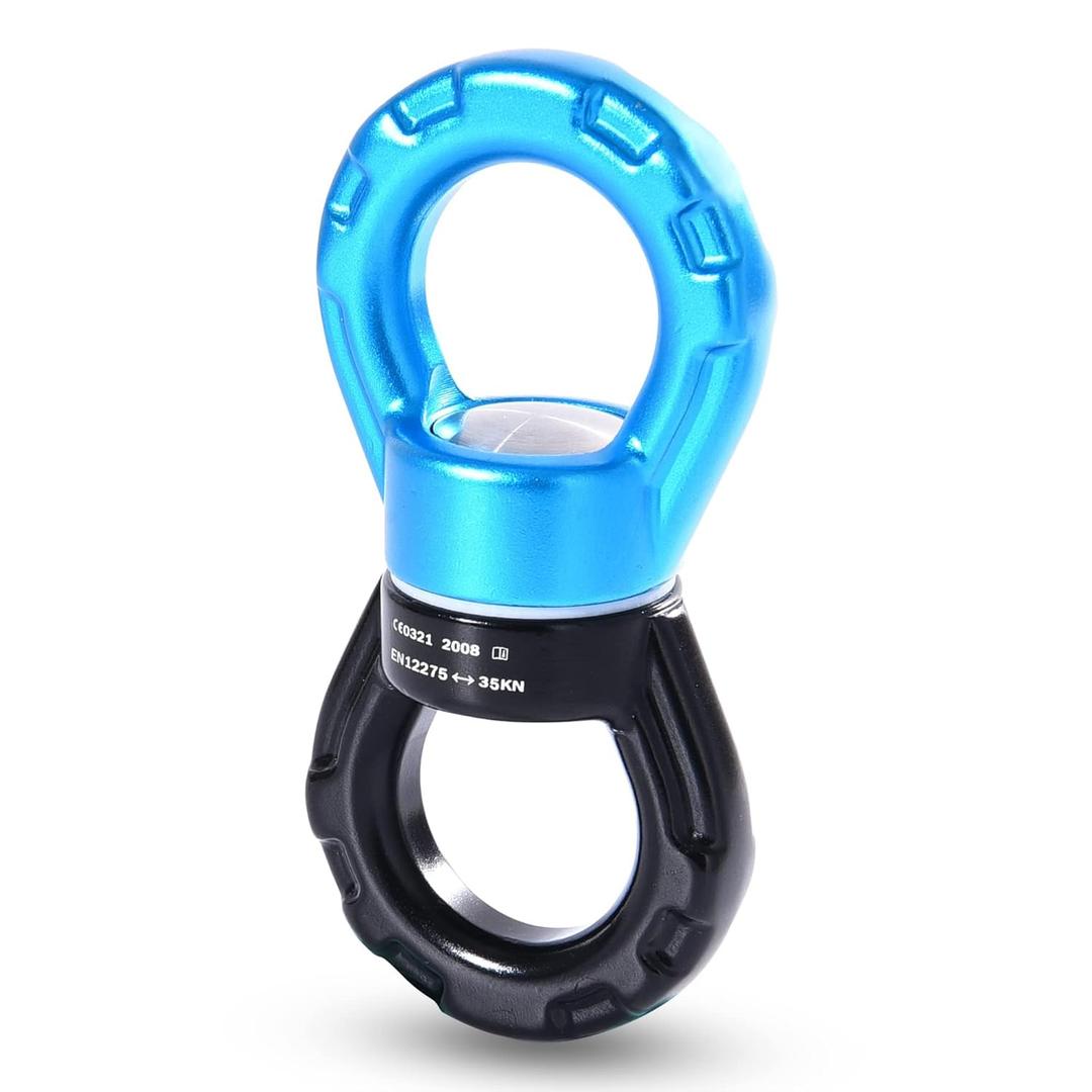 PACEARTH Swing Swivel 35KN Breaking Strength 360 Rotator Safety Rotational Device Hanging Accessory for Rock Climbing, Hanging Hammock, Web Tree Swing, Aerial Dance, Children's Swing Spinner Hanger (Large, Blue-black)
