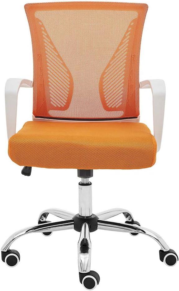 Modern Home Zuna Mid-Back Office Task Chair - Ergonomic Back Supporting Mesh Back Desk Chair (White/Orange)