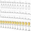4 Pcs Acrylic Champagne Wall Holder 36'' Clear Wine Glass Rack 12 Drink Slots Per Tier Rack Champagne Wall Holder for Party Mounted Hanging Bubbly Flute Display Stand for Home Bar Supplies
