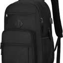 Black Backpack for Men and Women, Backpack for School Teens Boys and Girls, Lightweight Casual High School Bookbag, Daily-use Travel Laptop Backpack with USB Charging Port Fits 15.6 Inch Notebook (15.6 Inches | 18 inches (height) x 12 inches (width) x 8 inches (depth))