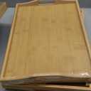 2 Pack Breakfast in Bed Tray for Eating, 16.92 x 12.6 Inch Bed Table Tray with Folding Legs & Handles, Bamboo Food Lap Trays Fits for Adult Kids Eating/TV/Surgery Recovery by Easoger Set of 2